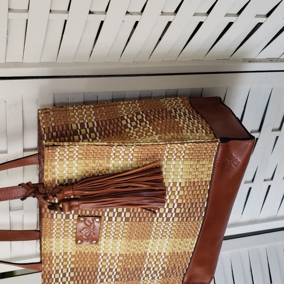 Patricia Nash toscano tote with tassel woven with leather tote new bag - Picture 2 of 9